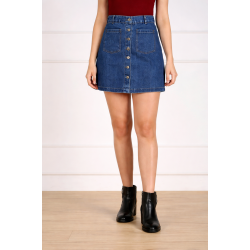 PH Button Denim Mini Skirt