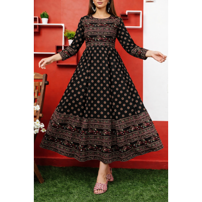 PH Printed Rayon Anarkali Kurta PH Printed Rayon Anarkali Kurta